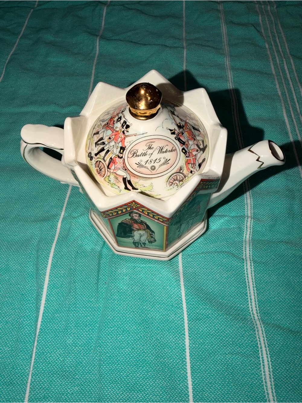 vintage Sadler teapot commemorating the Battle of Waterloo